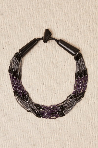 Collar corto vueltas cristales bicolor