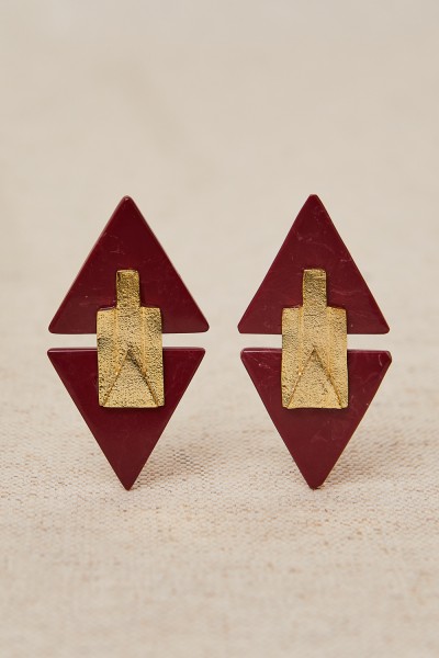 Pendientes art decó geométricos resina y latón