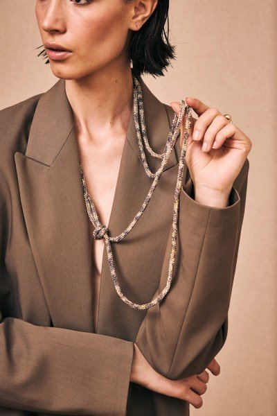 Collar Largo Doble Cadena Brillo