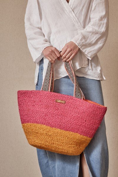Bolso Capazo Rafia Bicolor