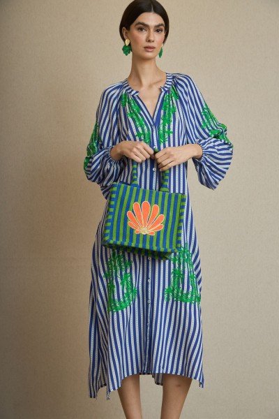 Vestido Kurta Rayas Bordado