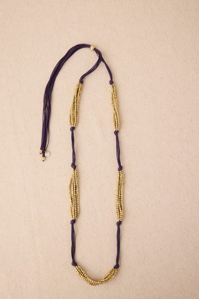 Collar cordón y latón baño de oro