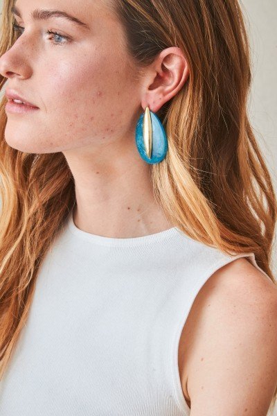 Pendientes Maxi Resina y Latón con Baño de Oro