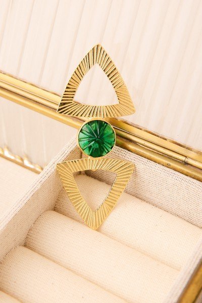 Broche triángulo piedra semipreciosa