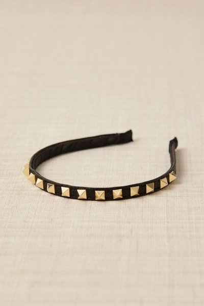 Diadema fina piel y tachuelas