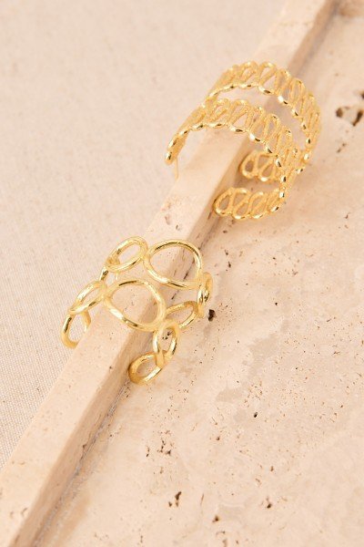 Pendientes Aro Labrados Latón con Baño de Oro