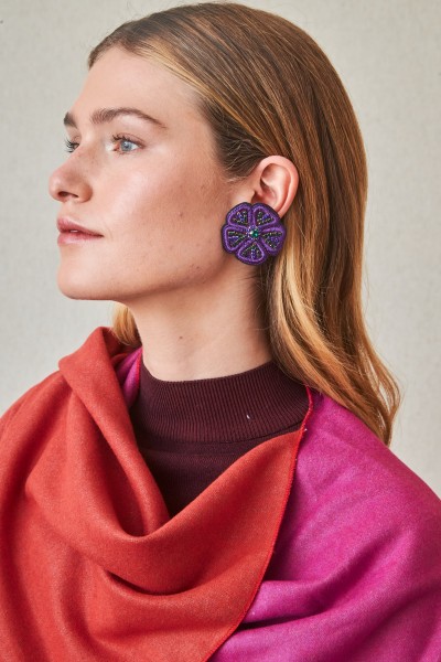 Pendientes Gran Flor con Hilo Bordado
