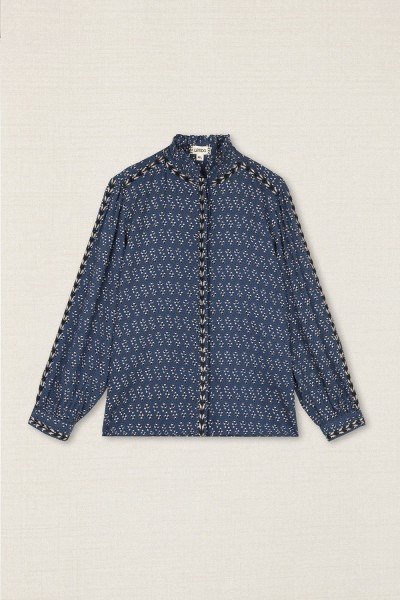 Blusa estampada con bordado de espiga 
