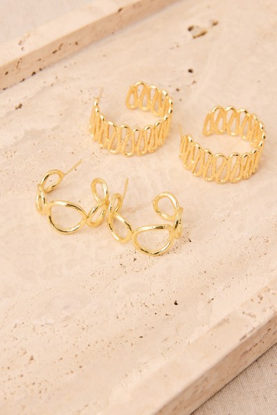 Pendientes Aro circulos entrelazados deLatón con Baño de Oro