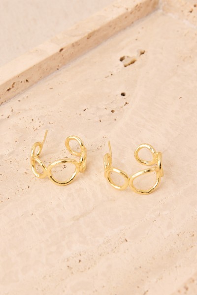 Pendientes Aro Labrados Latón con Baño de Oro