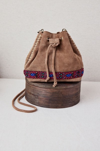 Bolso Saca Mini de Piel con Bordado