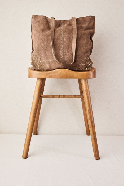Bolso Shopper de Piel con Tachuelas