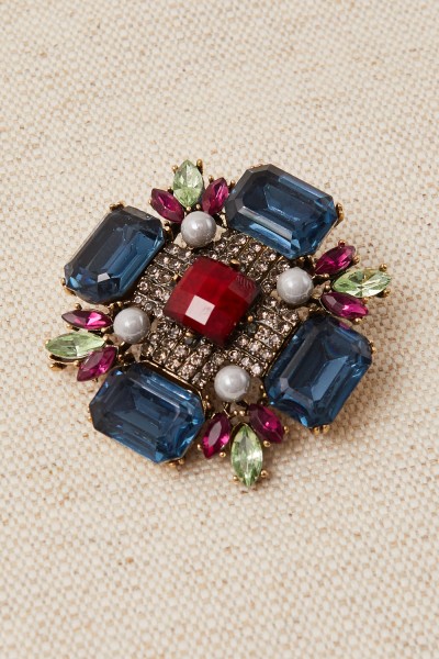Broche cruz piedras