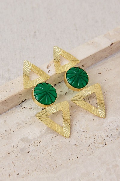 Pendientes Geométricos con Piedra Semipreciosa