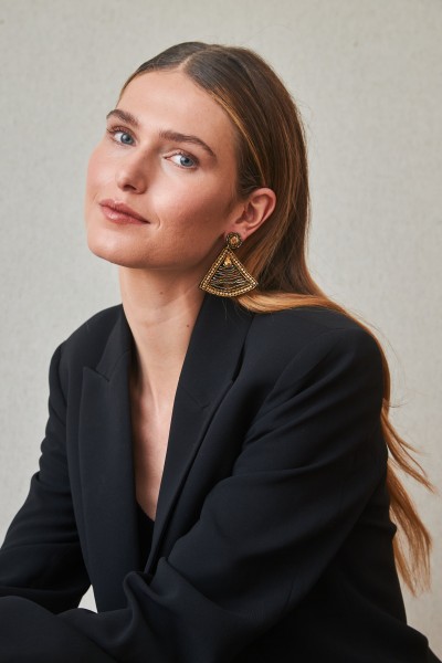 Pendiente Trapecio Bordado