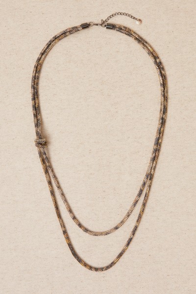 Collar Largo Doble Cadena Brillo