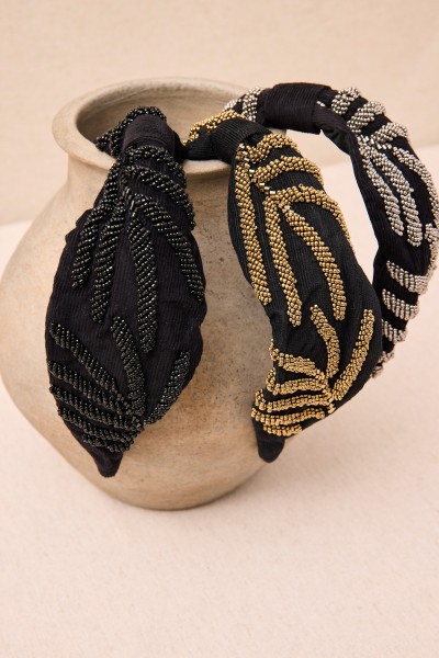 Diadema bordado hojas en resinas