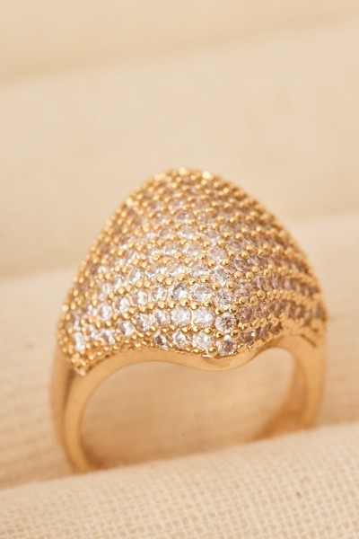 Anillo metalizado incrustaciones cristal