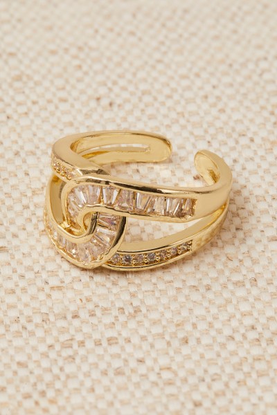 Anillo baguette cruzado