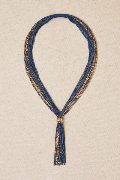 Collar largo nudo flecos