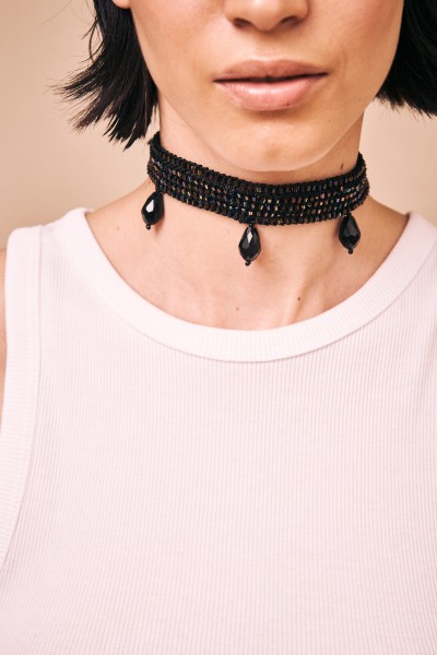 Collar choker con borlas cristal