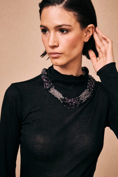 Collar corto vueltas cristales bicolor