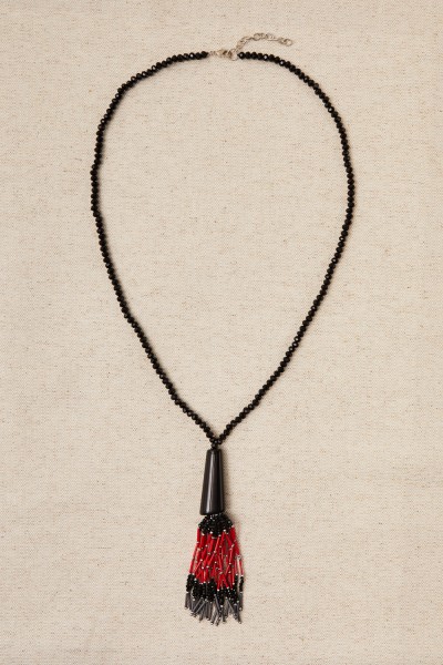 Collar largo borla flecos cristales