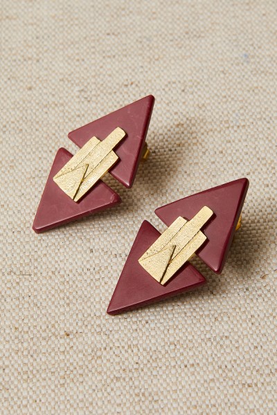 Pendientes art decó geométricos resina y latón