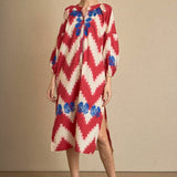 Vestido Kurta ZigZag Bordado Rojo