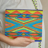 Embroidered Turquoise Boho Clutch