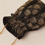 Bolso Saca de Terciopelo Bordado Negro