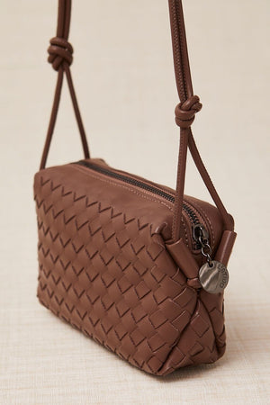 Braided Midi Crossbody Bag Brown