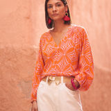 Embroidered Gingham Blouse Yellow/Blue