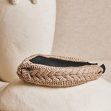 Embroidered stitch headband Beige