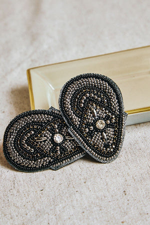 Set of embroidered hairpins Silver