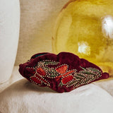 Velvet headband with embroidered butterflies Orange