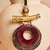 Collar con Colgante Circular Asta Burdeos