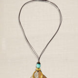 Collar Largo Colgante Asta y Resina Celeste
