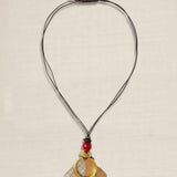 Long Necklace Antler and Resin Pendant Red