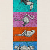 Fular Estampado Cuatro Aves Azul