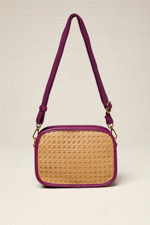 Violet Rattan Crossbody Bag