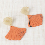 Pendientes Abanico Resina Naranja