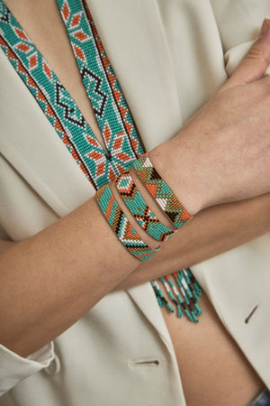 Orange Aztec Trio Bracelet