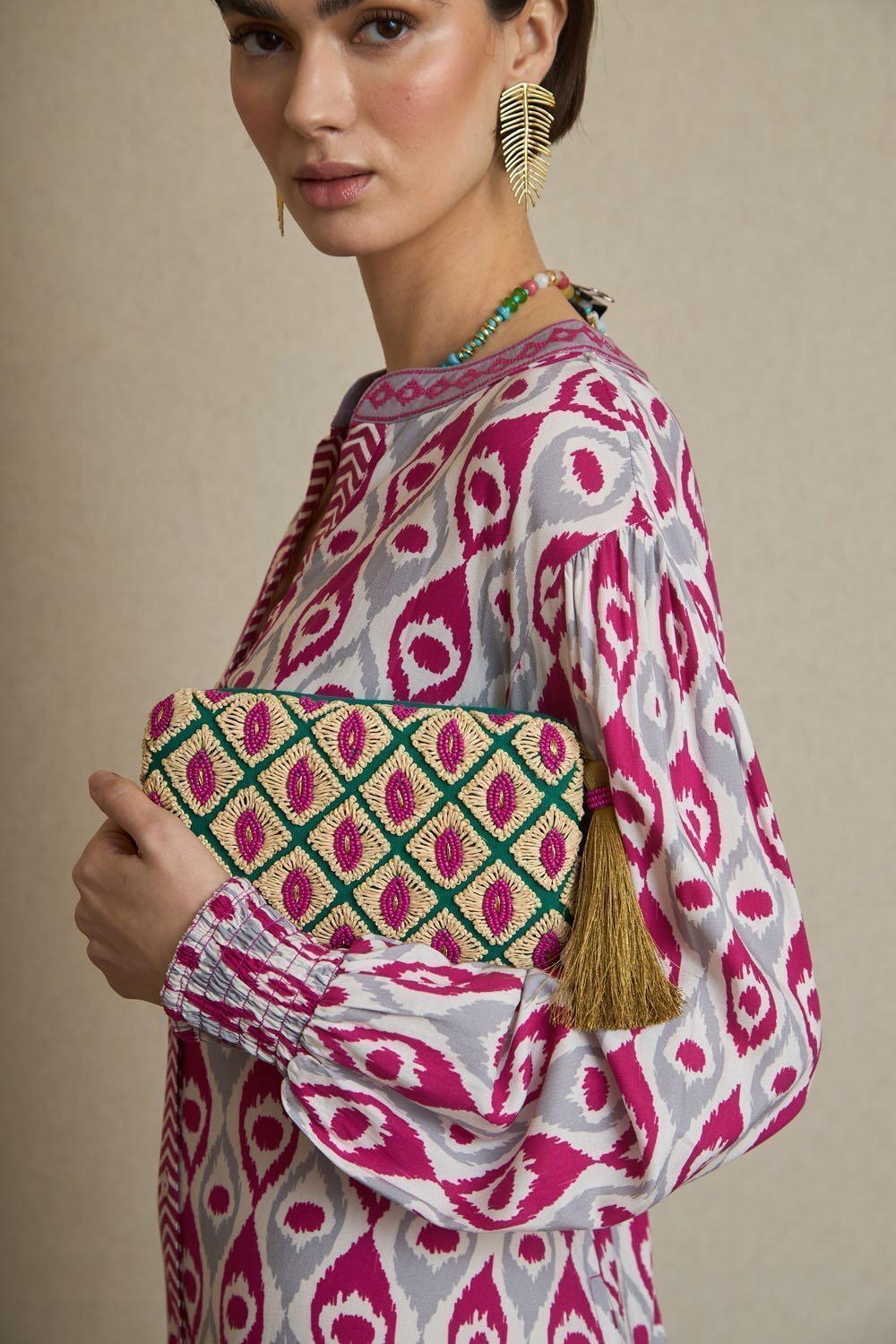 Bolso Clutch Resinas Fucsia