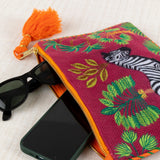 Embroidered Zebra Pouch (L)
