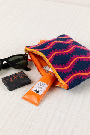 Embroidered Waves Pouch (M)