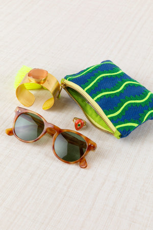 Small Embroidered Waves Pouch