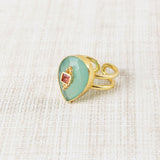 Anillo Gota Pulida Verde