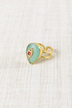 Anillo Gota Pulida Verde