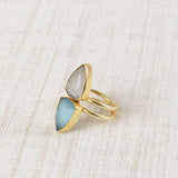 Anillo Doble Piedra Azul